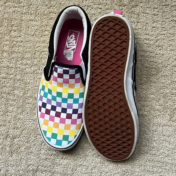 Vans Rainbow Checkered Sneakers Sz6 EUC - Picture 4 of 7